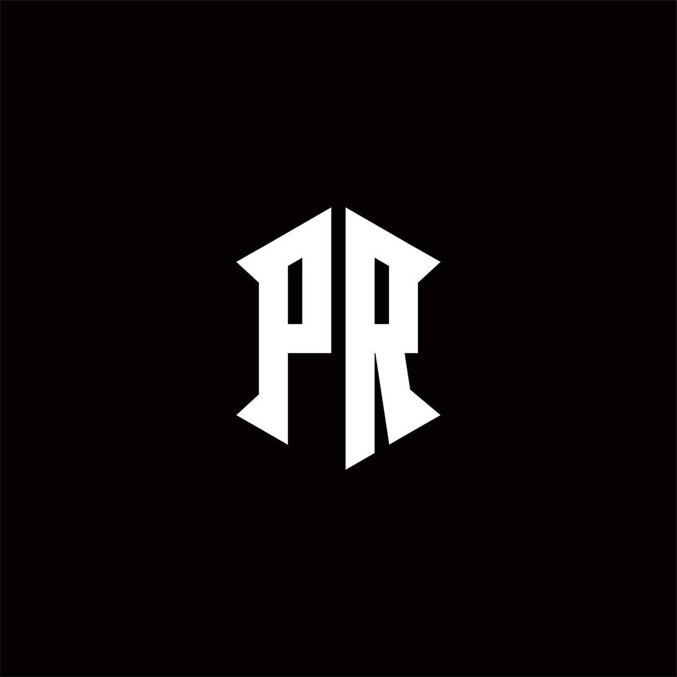 pr logo monogram met schild vorm ontwerpen sjabloon vector