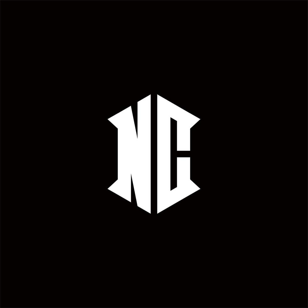 nc logo monogram met schild vorm ontwerpen sjabloon vector