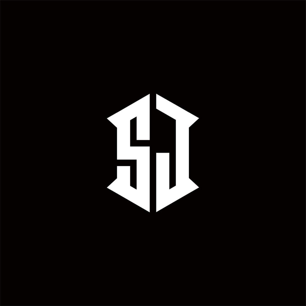 sj logo monogram met schild vorm ontwerpen sjabloon vector