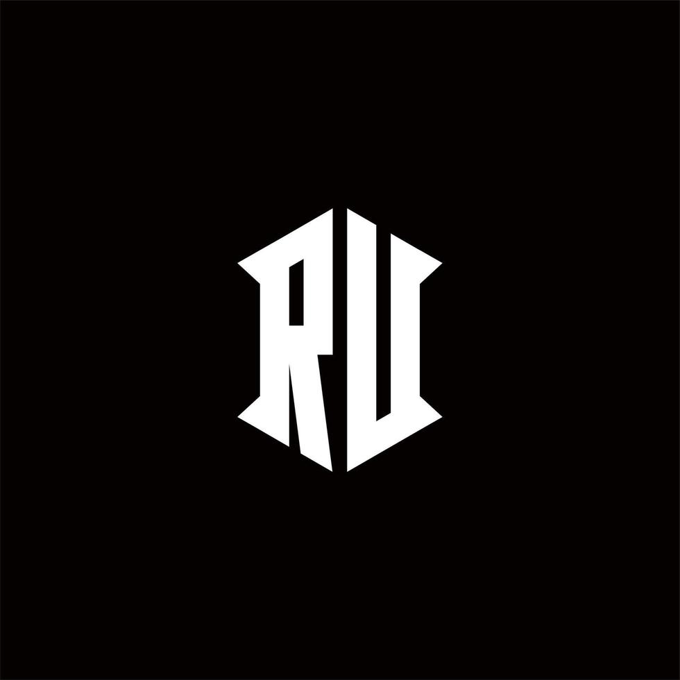 ru logo monogram met schild vorm ontwerpen sjabloon vector