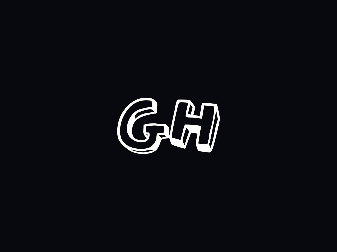 zwart wit gh logo, eerste gh brief logo icoon vector