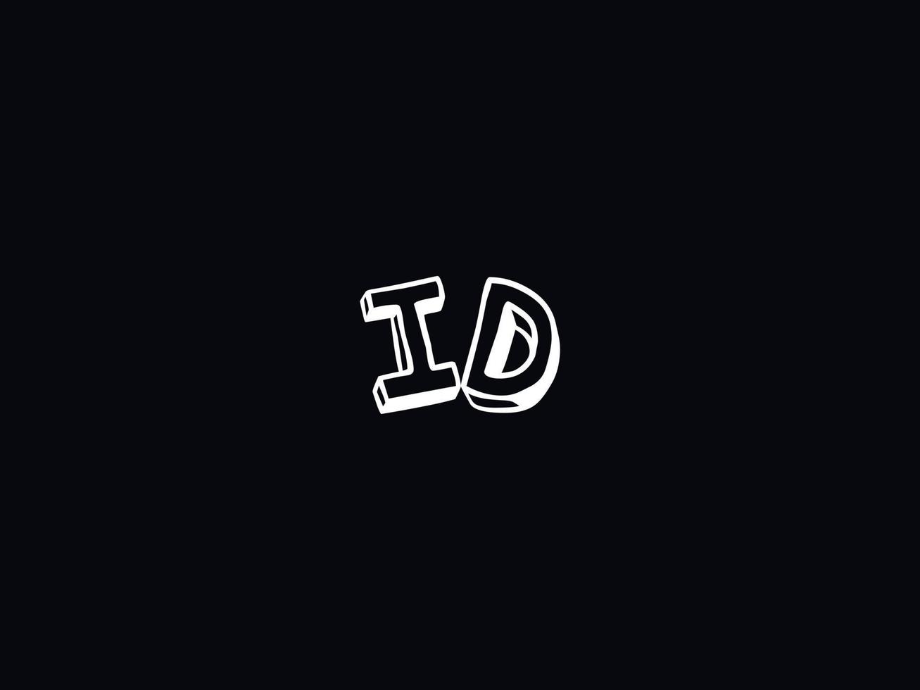 eerste ID kaart brief logo, zwart wit ID kaart borstel logo icoon vector voorraad