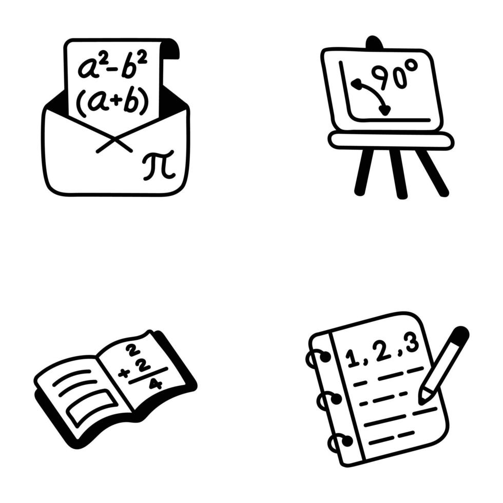 verzameling van tekening pictogrammen beeltenis wiskunde lezing vector