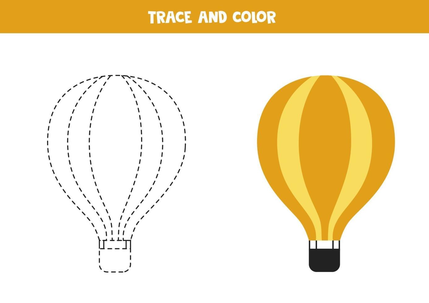 traceer en kleur luchtballon. ruimte werkblad voor kinderen. vector