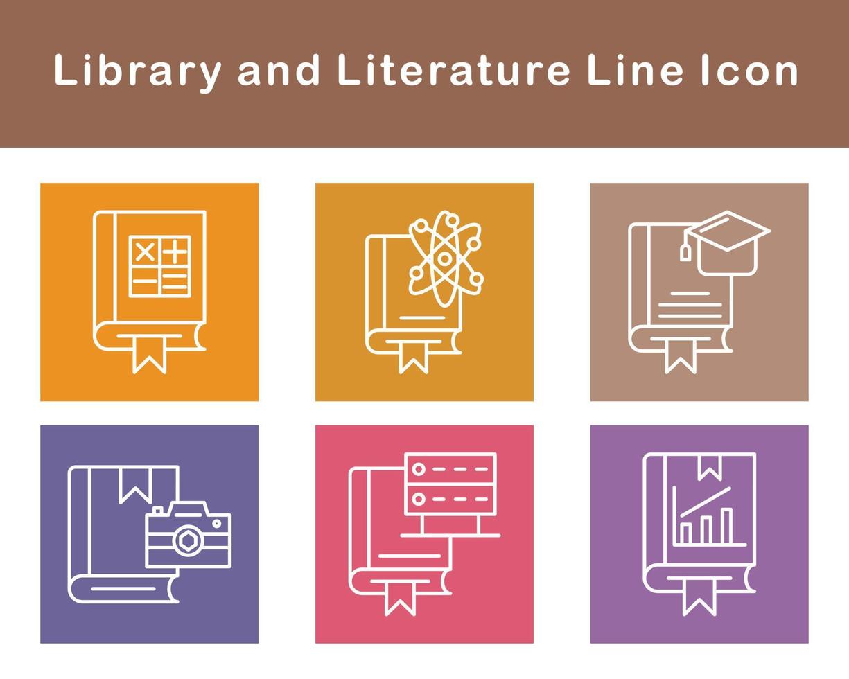 bibliotheek en literatuur vector icoon reeks