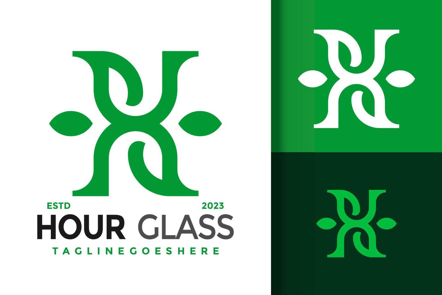 brief h uur glas natuur blad monogram uniek logo vector