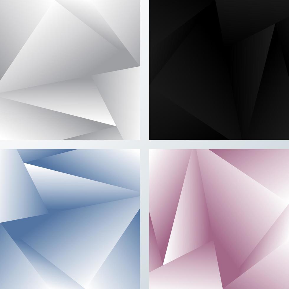 set van abstracte achtergrond 3d wit, grijs, zwart, blauw en roze geometrische lage veelhoek vector