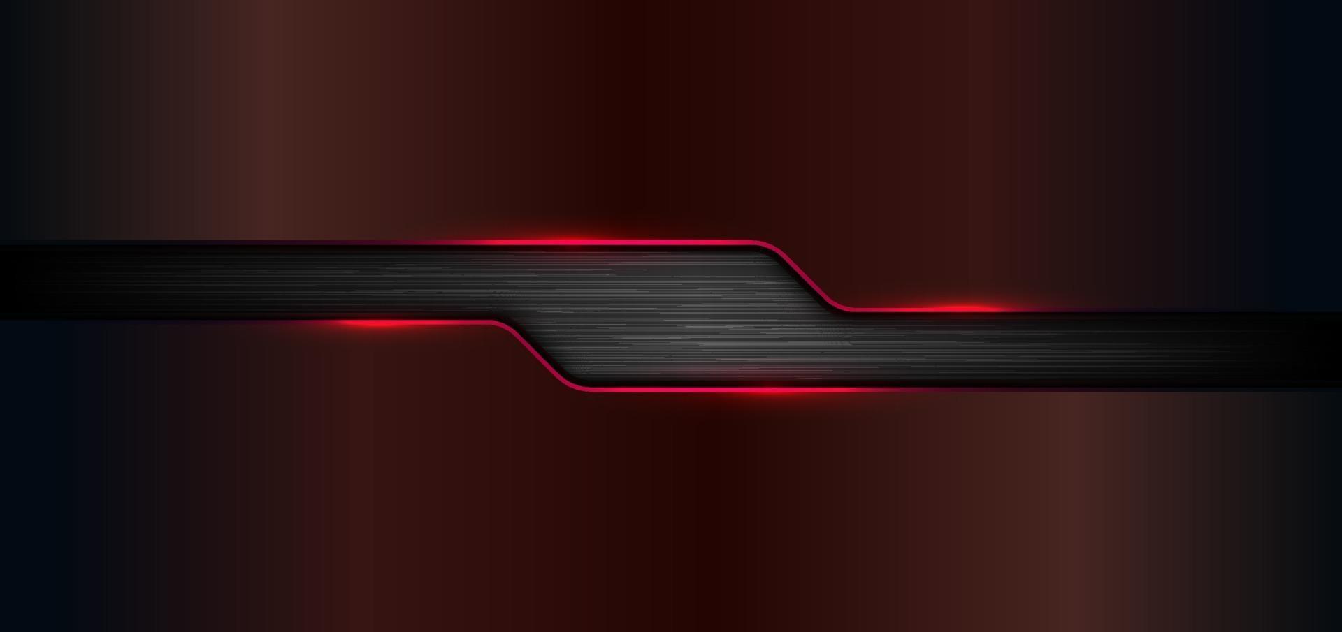 3D-banner websjabloon geometrische rode gloed glanzend metallic op zwarte metalen achtergrond en textuur vector