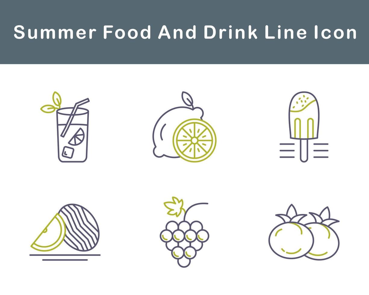 zomer voedsel en drinken vector icoon reeks