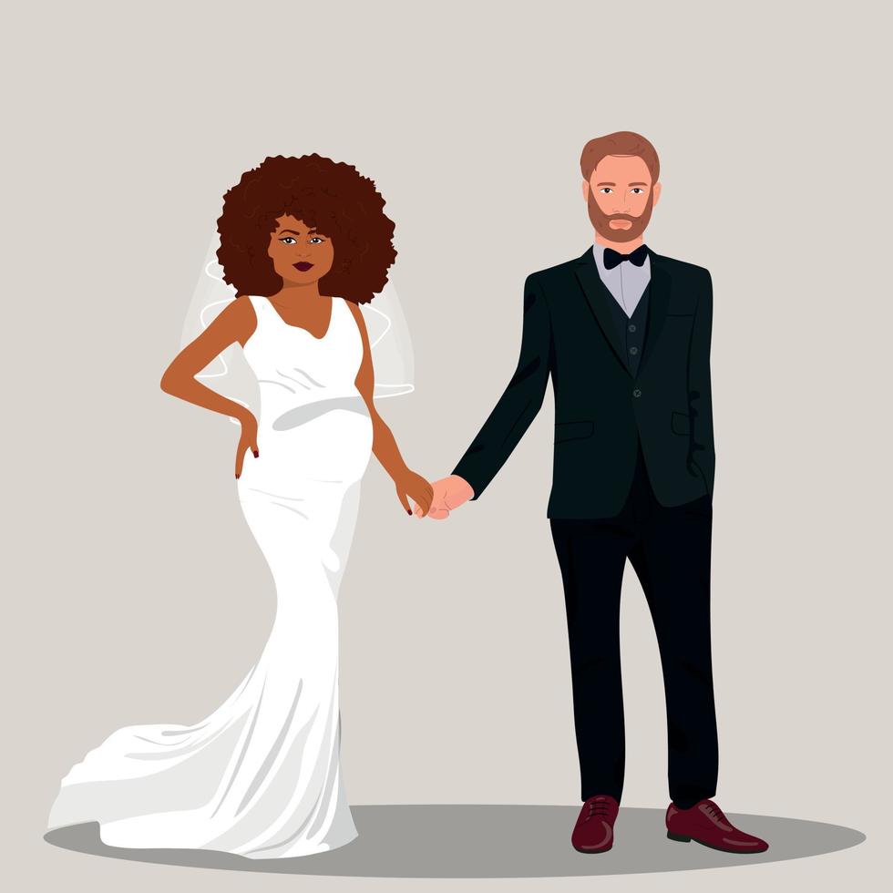 interraciaal bruiloft paar vector