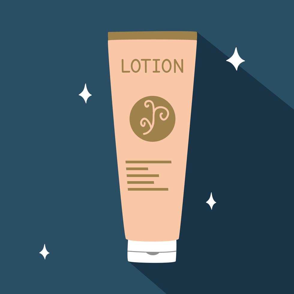 lotion buis met lang schaduw in vlak stijl vector illustratie. gemakkelijk lotion clip art tekenfilm stijl, hand- getrokken tekening stijl. persoonlijk hygiëne kunstmatig Product schattig vector illustratie