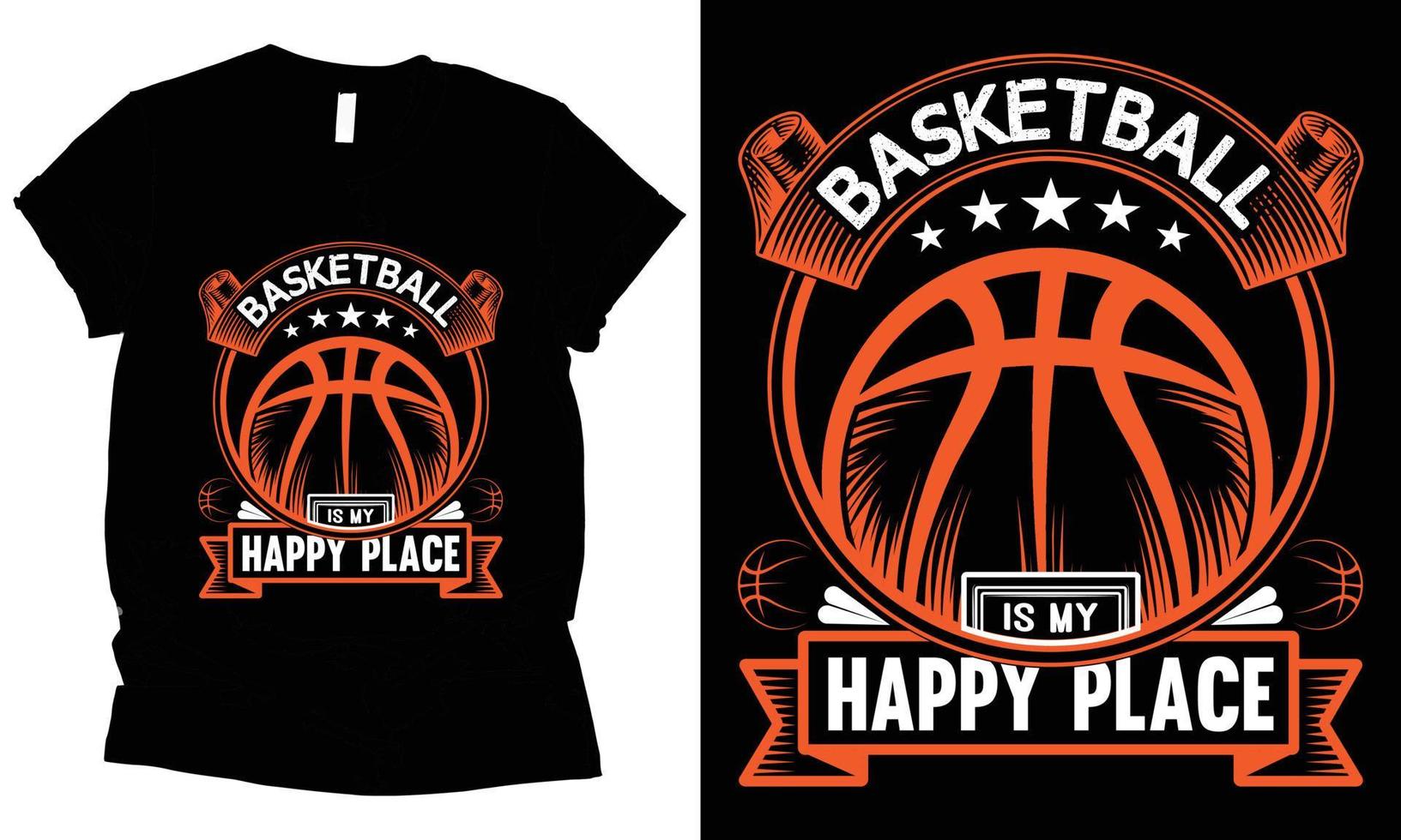 basketbal is mijn gelukkig plaats t-shirt ontwerp. vector