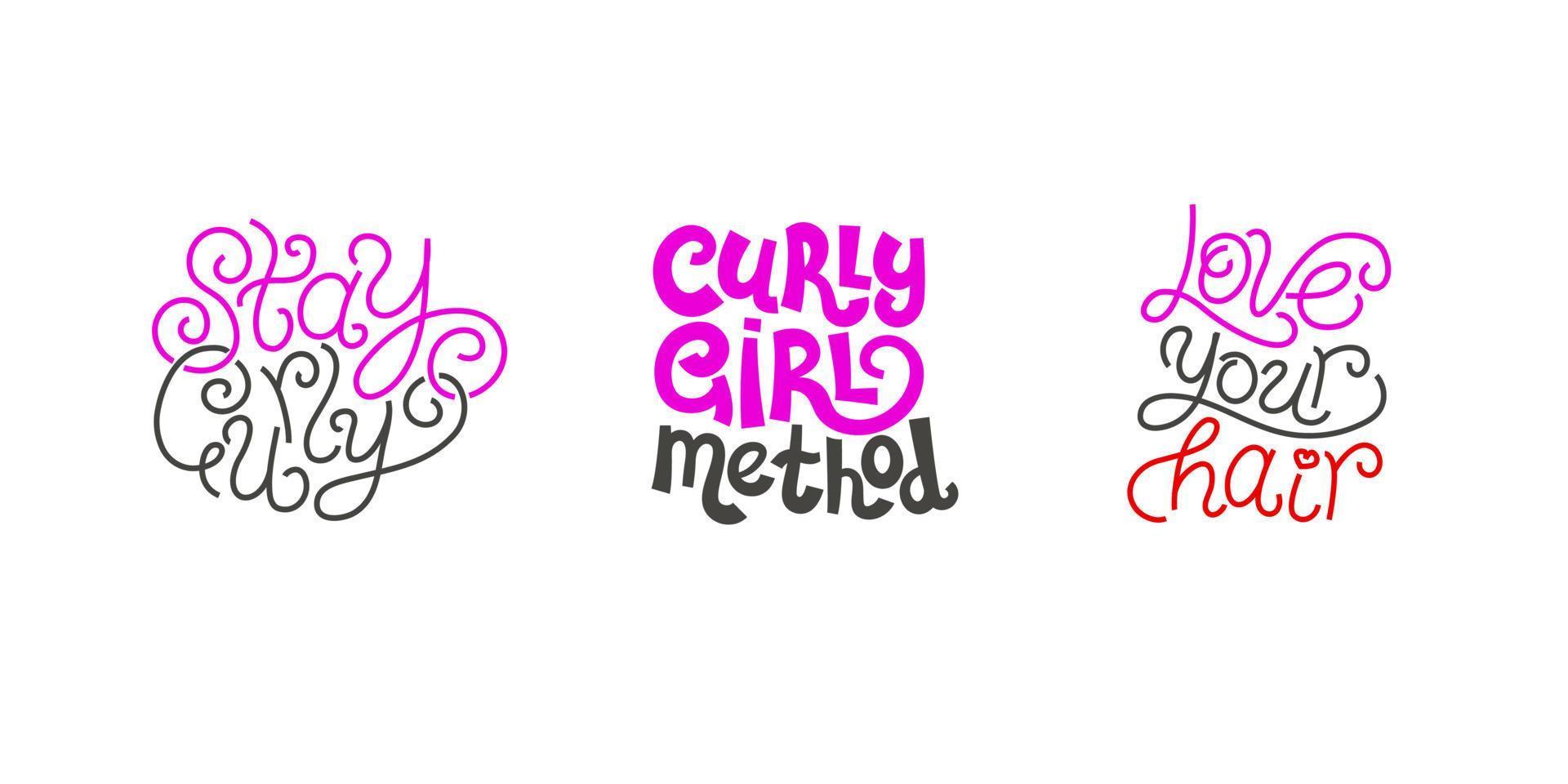 divers logo, belettering - gekruld meisje methode, blijven krullend, liefde uw haar- vector