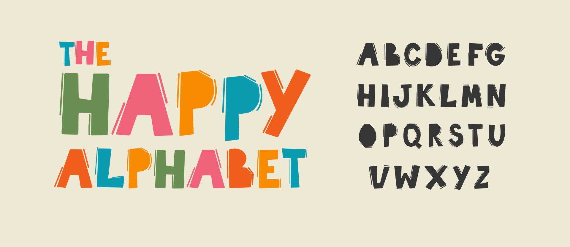 vector reeks van grappig Engels alfabet. schattig kleurrijk vector Engels alfabet, wijnoogst lettertype, grappig hand- getrokken lettertype, abc, hoofdletters