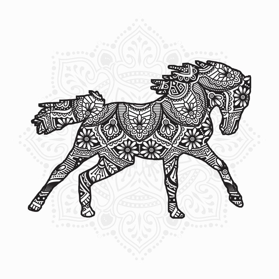 paard mandala. vintage decoratieve elementen. oosters patroon, vectorillustratie. vector
