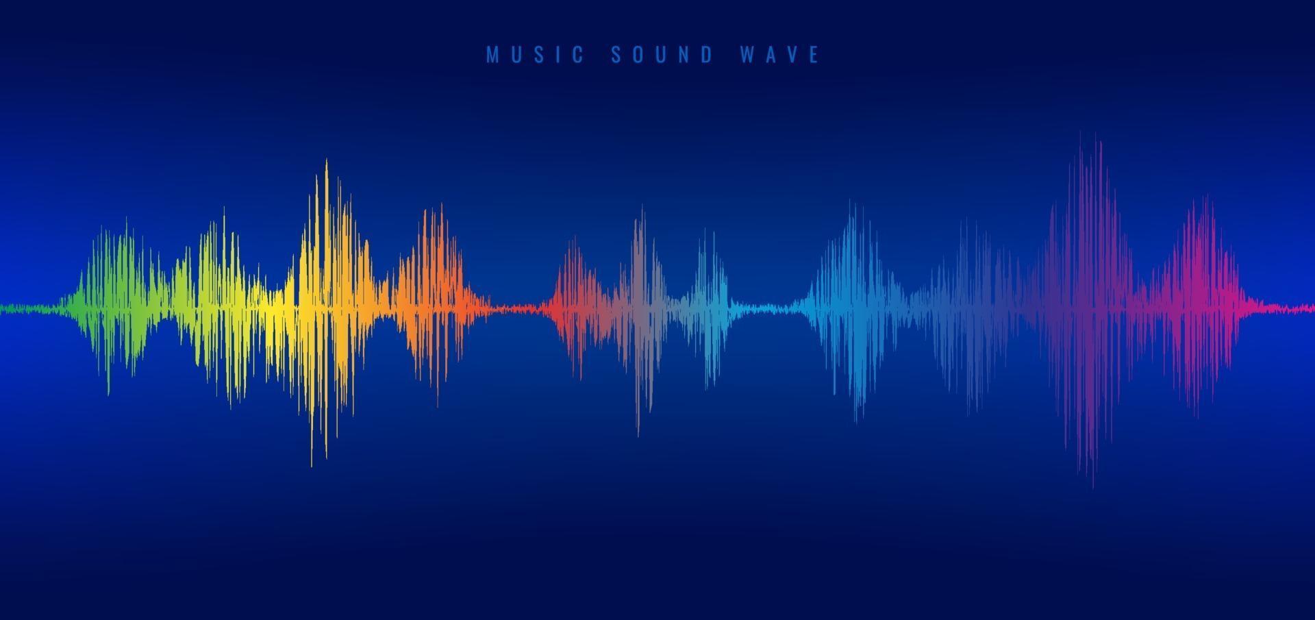 regenboog muziek geluidsgolf lijn equalizer op blauwe achtergrond. vector