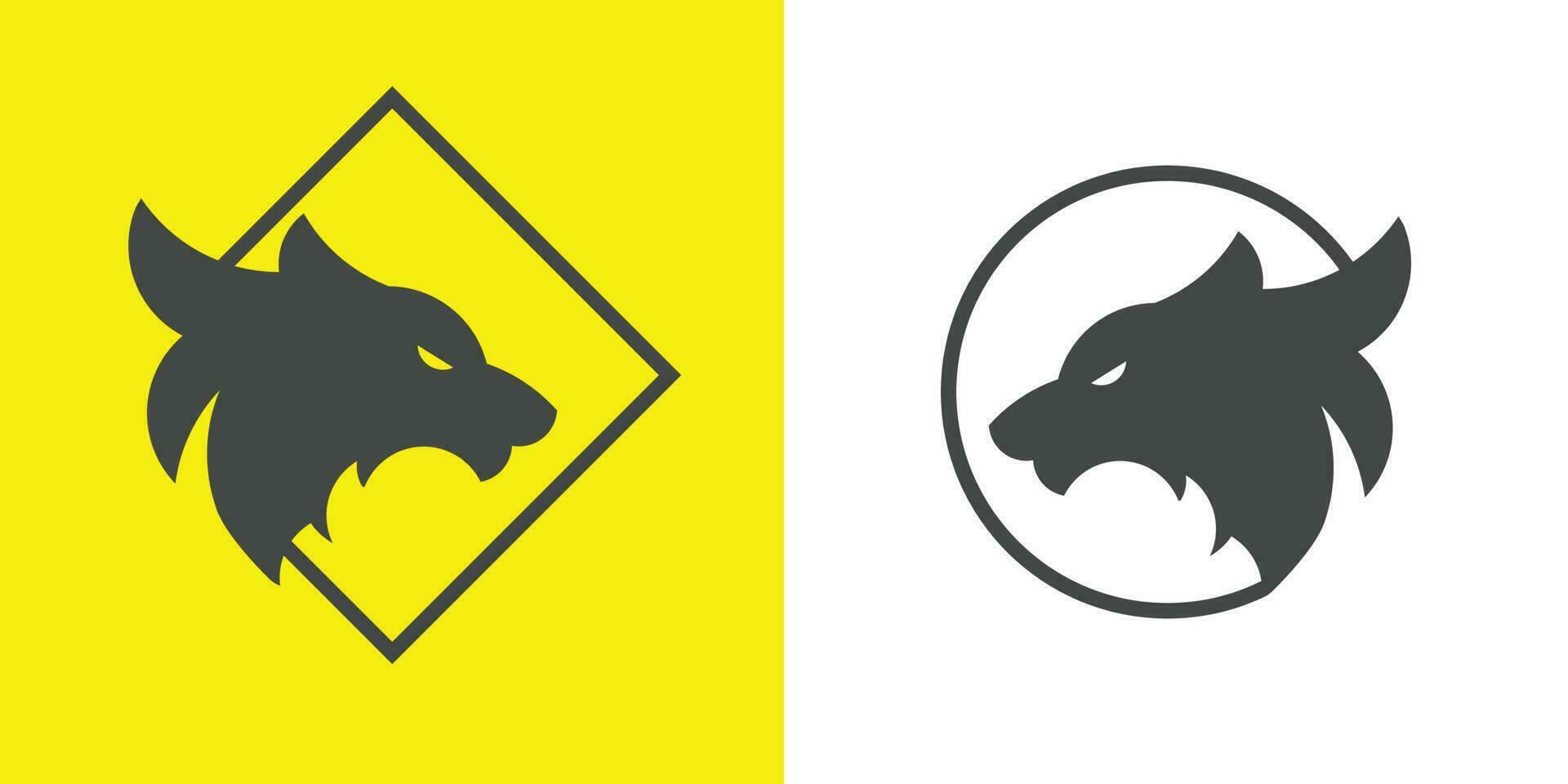 illustratie van een donker wolf gezicht logo van de kant icoon vector silhouet gemakkelijk vlak symbool gevaarlijk wild dier alpha woest zoogdier creatief idee. een standbeeld van een hoektand schor geïsoleerd achtergrond