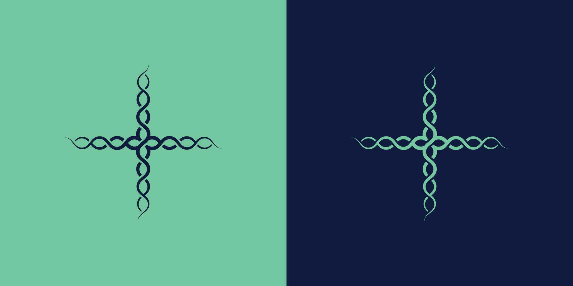 illustratie van een cross-gezondheid keten abstract logo ontwerp concept van een gemakkelijk minimalistische gegevens patroon. vector lijn pictogrammen voor Gezondheid ziekenhuis, dokter, geduldig, verpleegster, enz.