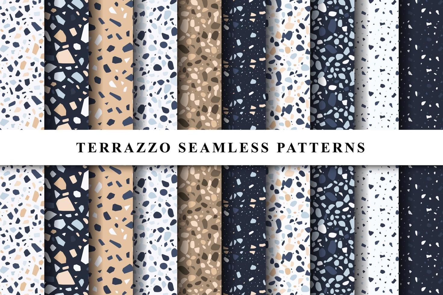 set van terrazzo naadloze patronen. terrazzo vloerpatroon. terrazzo naadloos patroon. verzameling van terrazzo-patroon vector