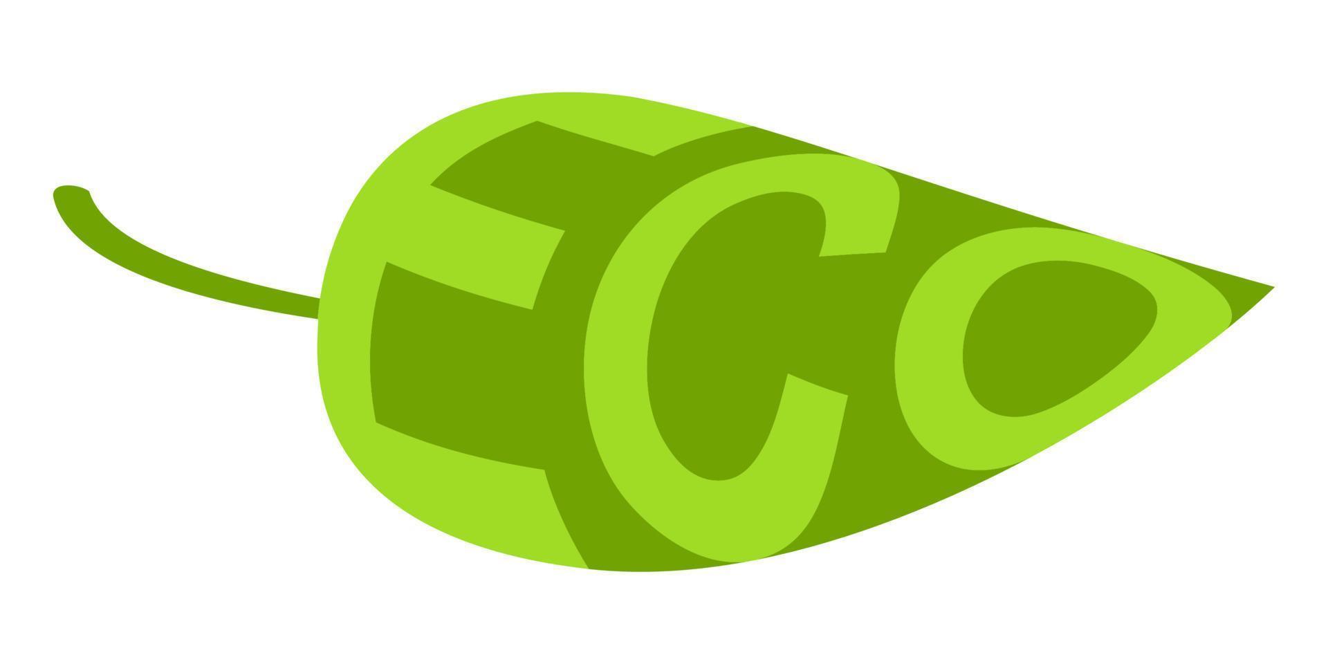 eco blad icoon met tekst teken van milieuvriendelijk producten, eco groen blad vector