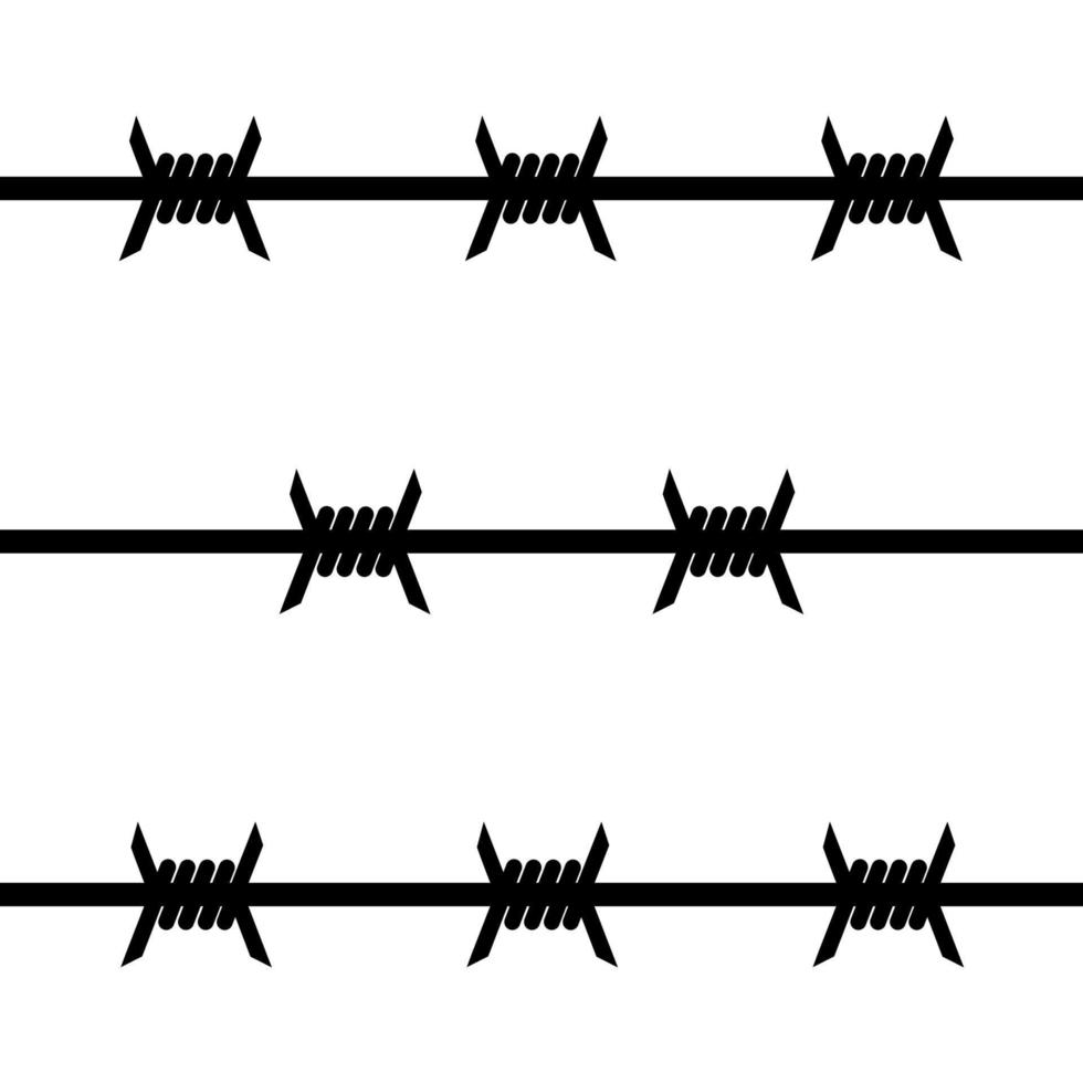 met weerhaken draad hek teken met scherp stekels, met weerhaken draad naar beschermen de gebied vector
