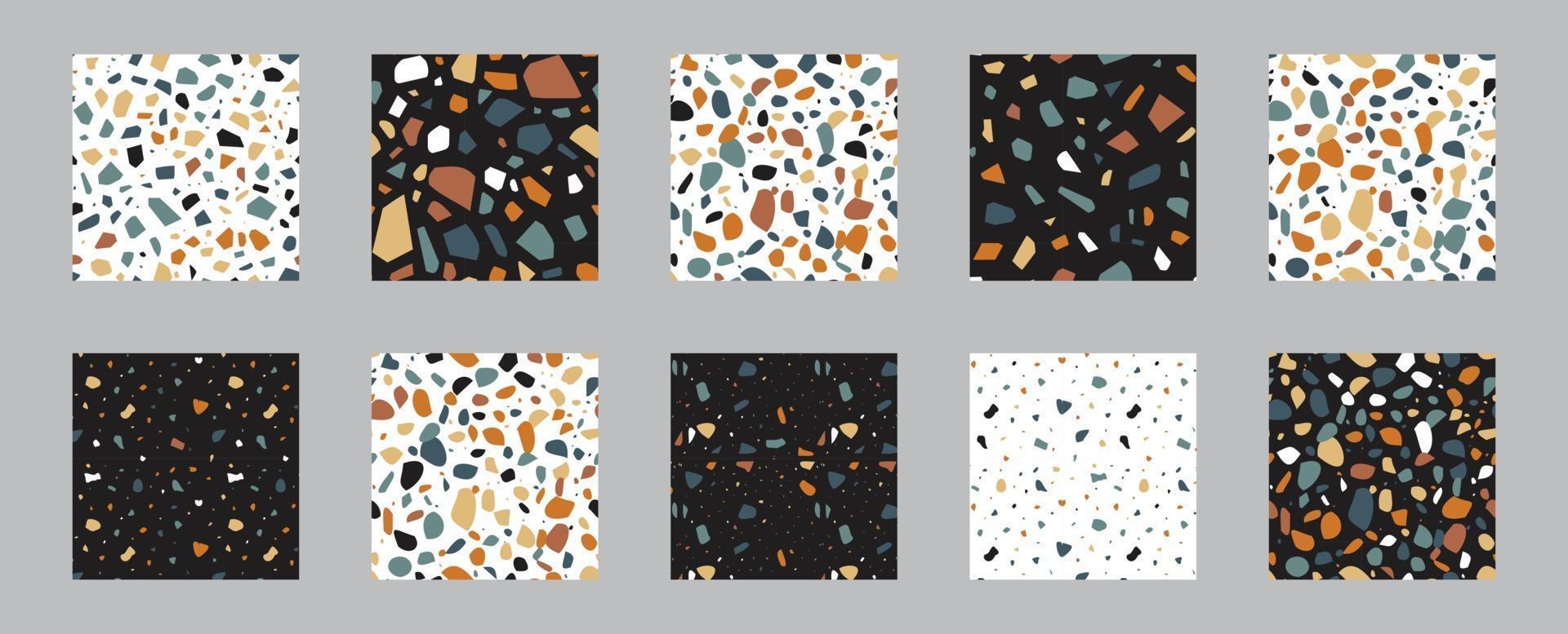 set van terrazzo naadloze patronen. terrazzo vloerpatroon. terrazzo naadloos patroon. verzameling van terrazzo-patroon vector