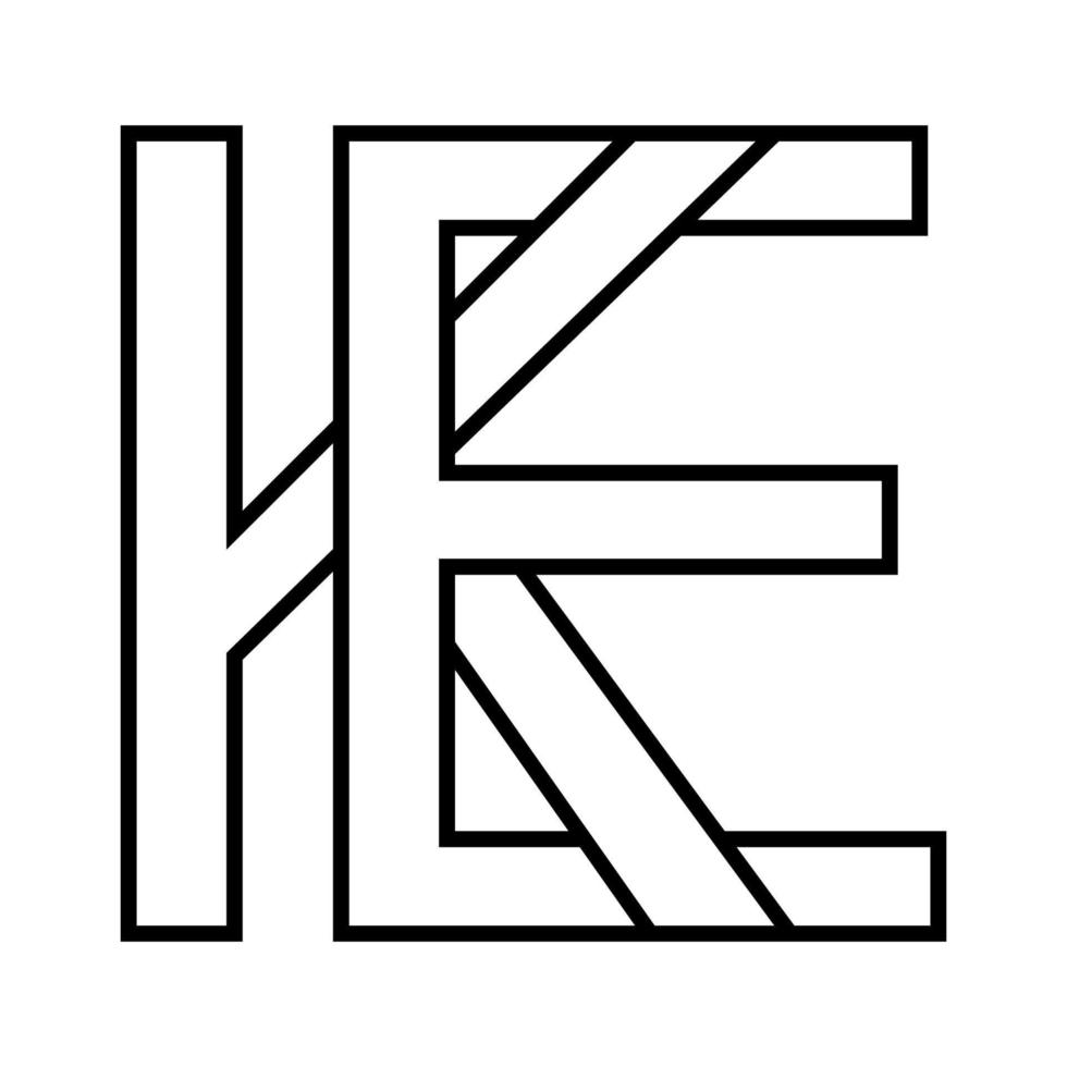 logo teken ke ek icoon dubbele brieven logotype e k vector