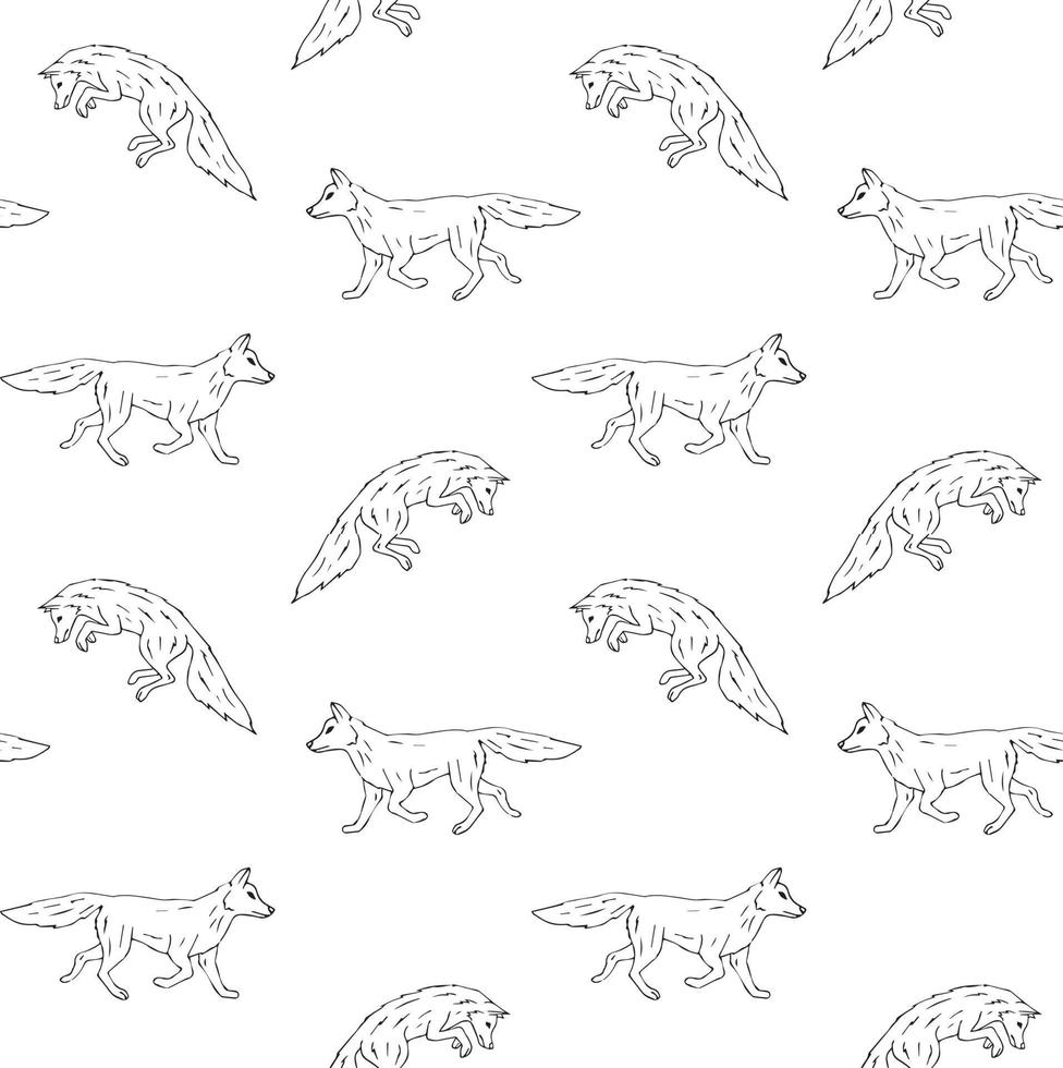 vector naadloos patroon van tekening vos