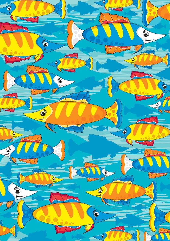 schattig tekenfilm tropisch vis patroon vector