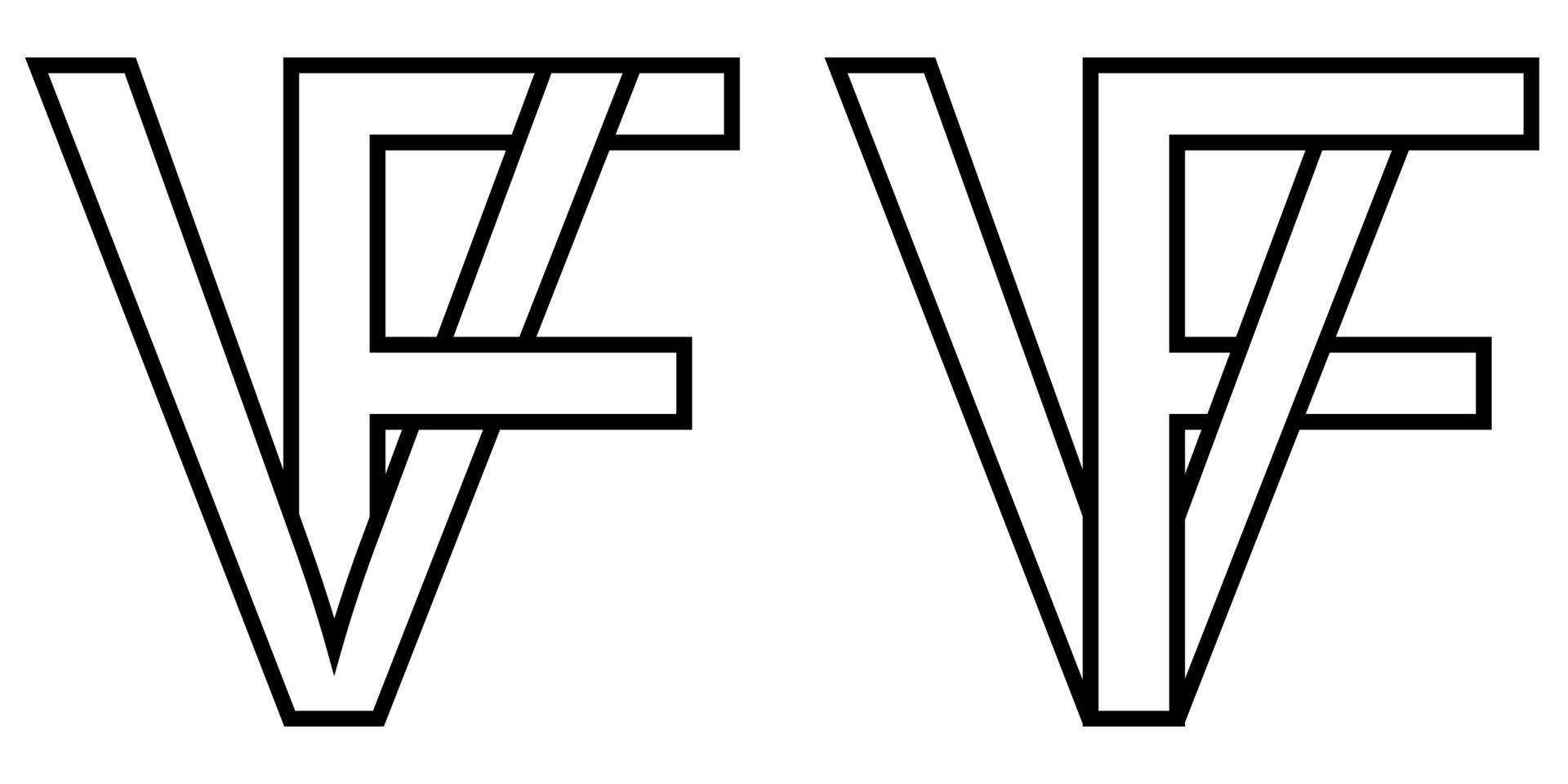 logo teken fv, vf icoon teken doorweven brieven v, f vector logo vf, fv eerste hoofdstad brieven patroon alfabet v f