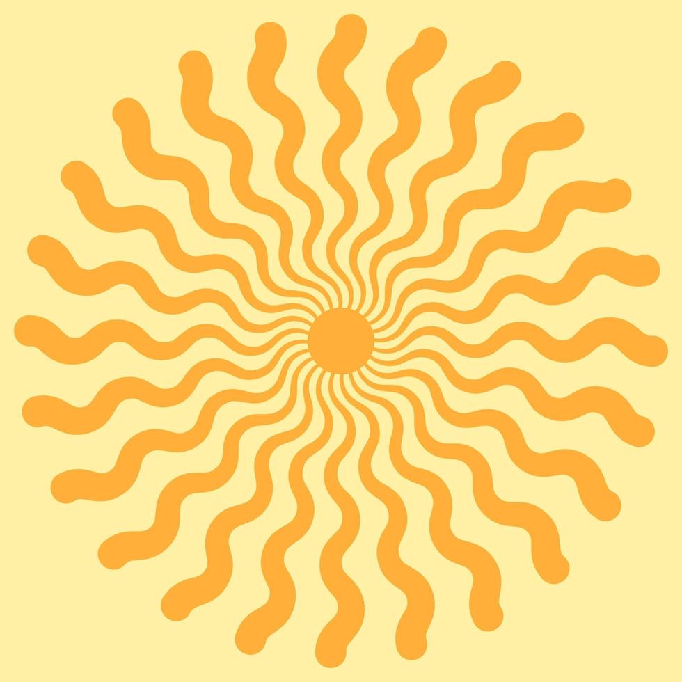 zon met golvend stralen, een symbool mooi zo weer en mooi zo stemming, vector geel zon met golvend stralen