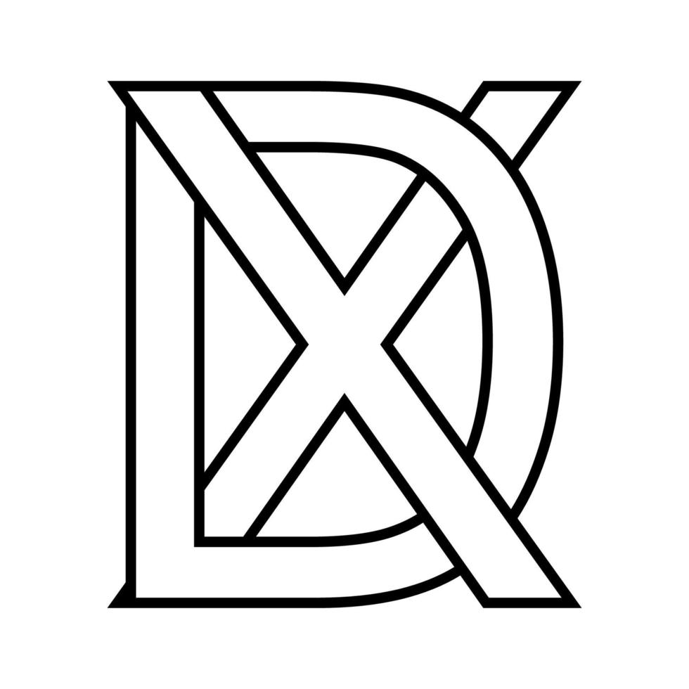 logo teken, dx xd, icoon nft dx, doorweven brieven d X vector