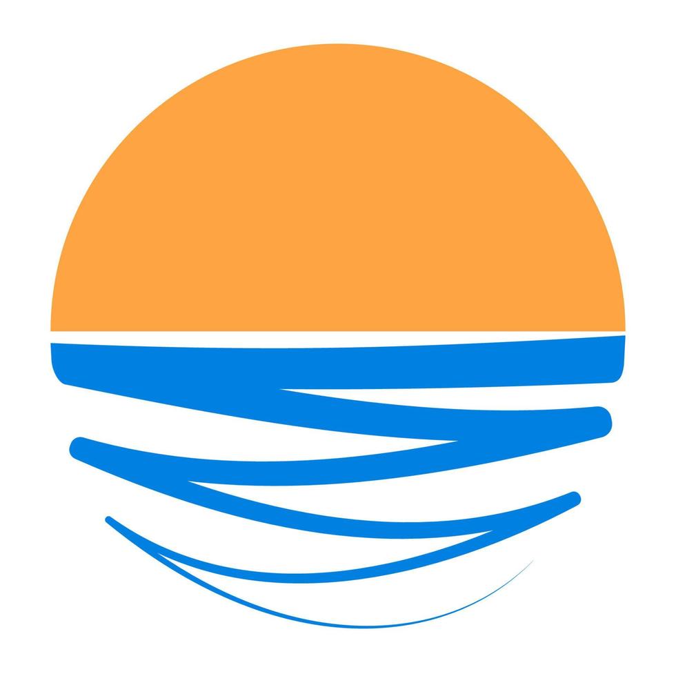 zon en water logo toevlucht strand vakantie kust voorraad illustratie vector