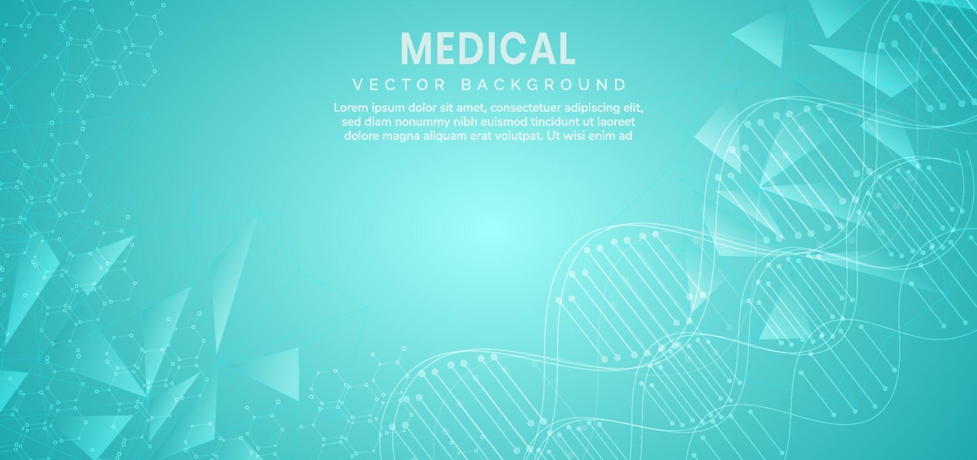 sjabloon voor wetenschap en technologieconcept of banner met dna-moleculen. vector