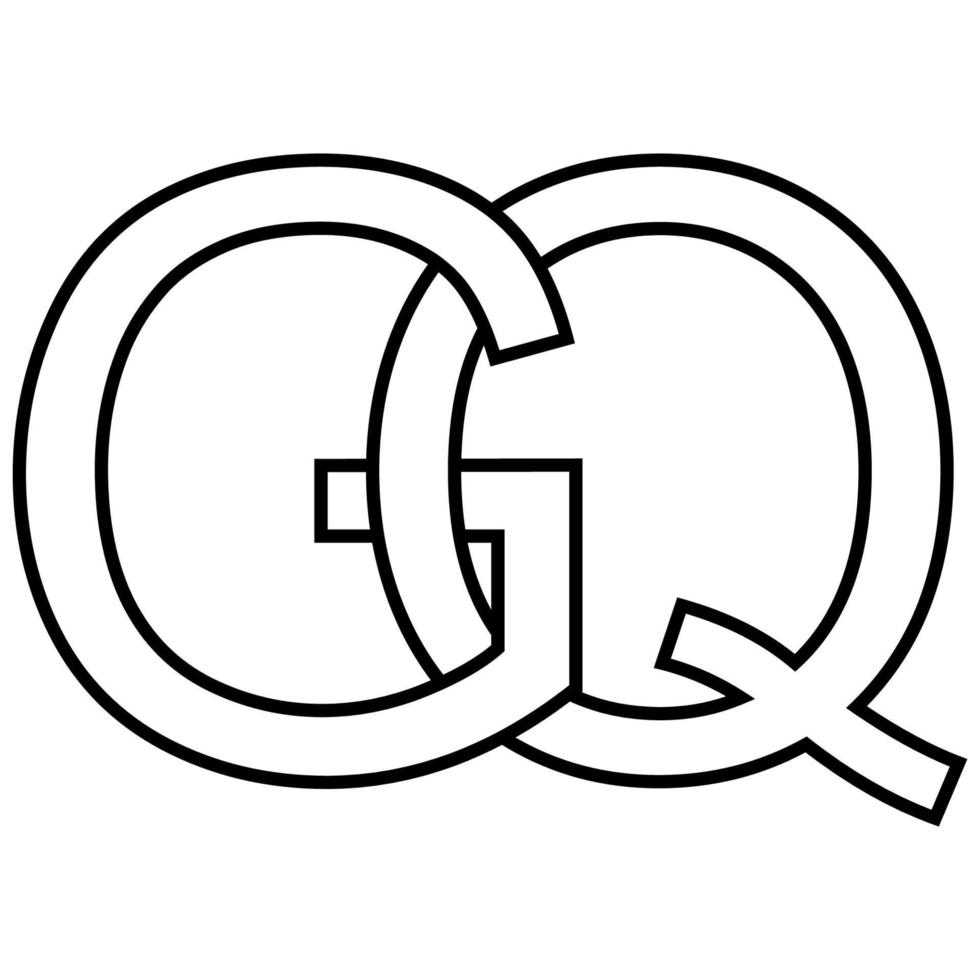 logo teken gq qg icoon nft doorweven brieven g q vector