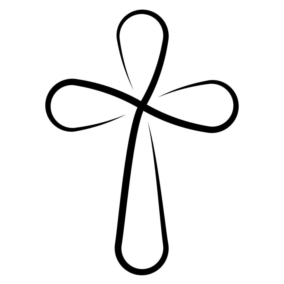 schoonschrift christen kruis, vector schoonschrift lijnen kruis, tatoeëren teken symbool geloof in god en Jezus Christus