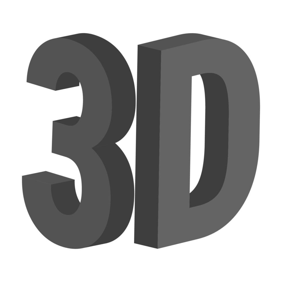 3d brieven 3, d, vector icoon symbool 3d drie dimensionaal brief aantal 3, d