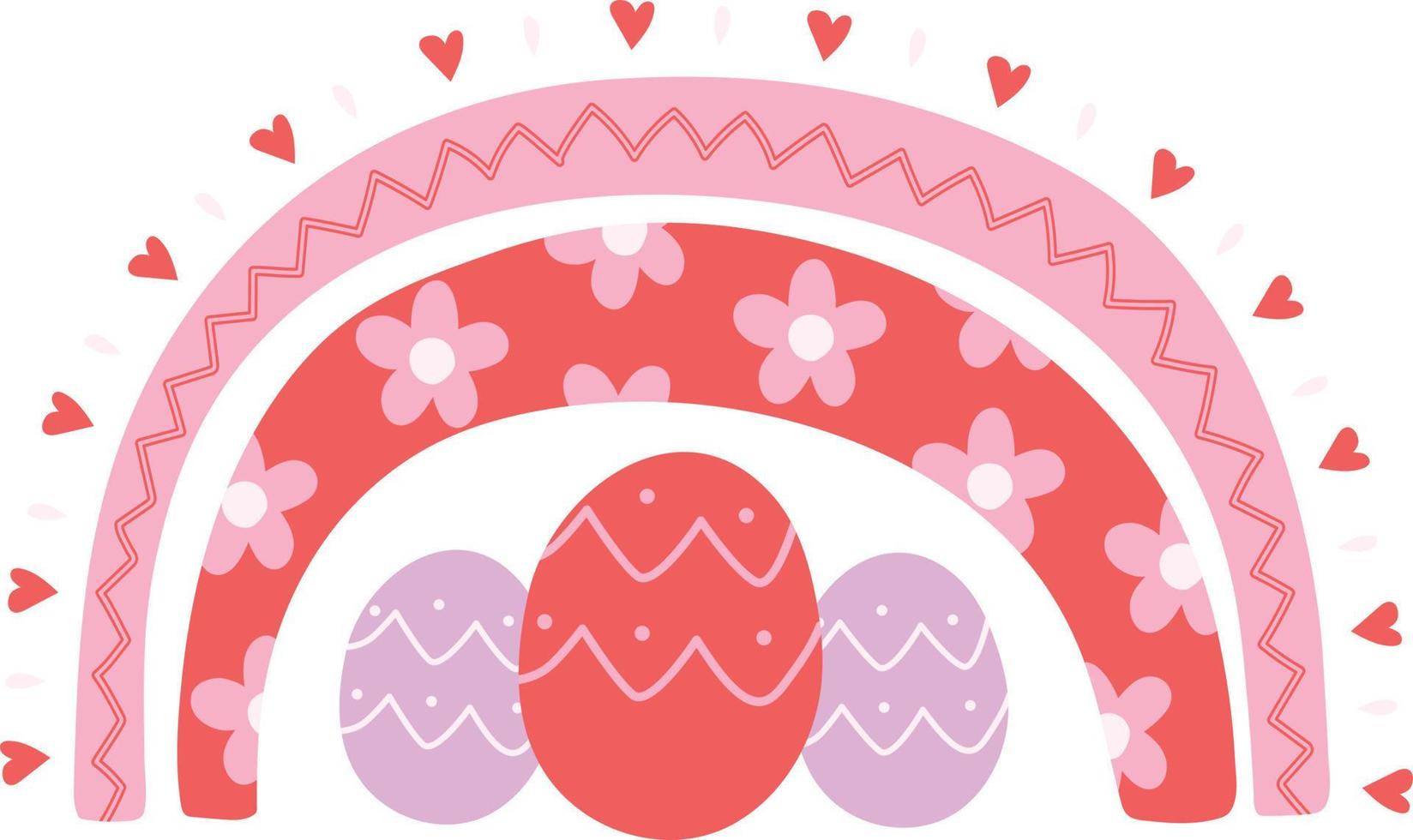 gelukkig Pasen eieren regenboog tekenfilm vector