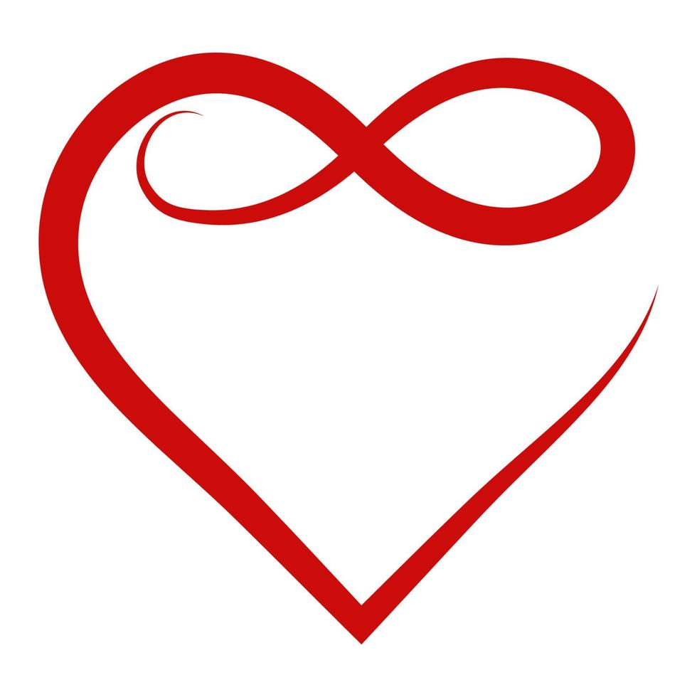 liefde teken hart voor altijd, eindeloos romantisch symbool, bruiloft logo hart oneindigheid gevoel liefde vector