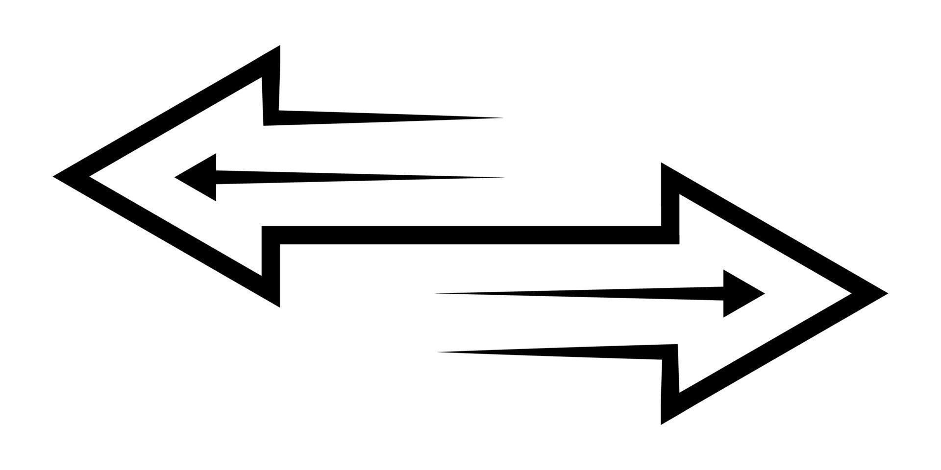 overdracht uitwisseling pijlen contour icoon geïsoleerd wit achtergrond, vector logo pijlen in verschillend routebeschrijving uitwisseling symbool