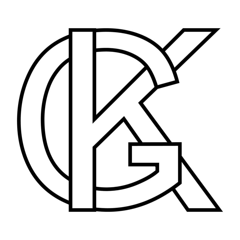 logo teken gk kg, icoon nft doorweven brieven g k vector