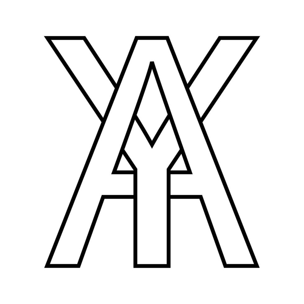 logo teken ja, ja icoon teken doorweven brieven a, y vector logo ja, ja eerste hoofdstad brieven patroon alfabet a, y