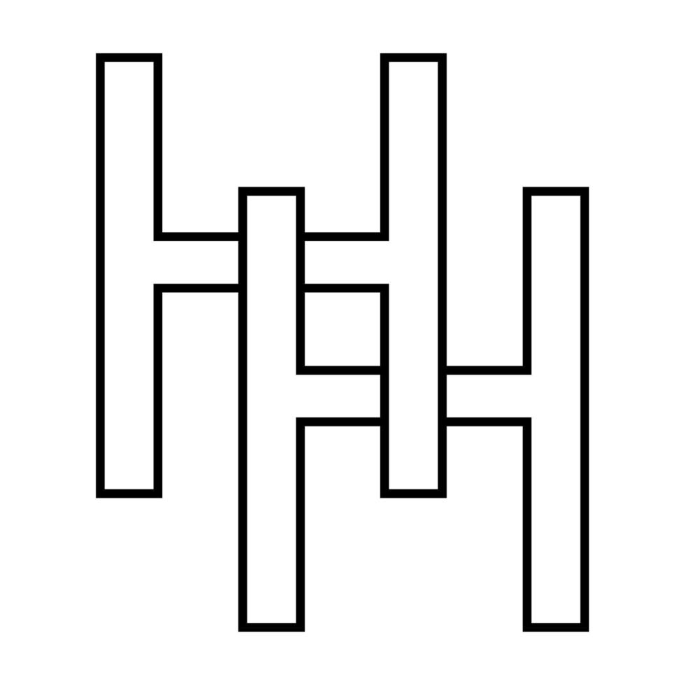 logo teken hh dubbele h icoon nft doorweven brieven h vector