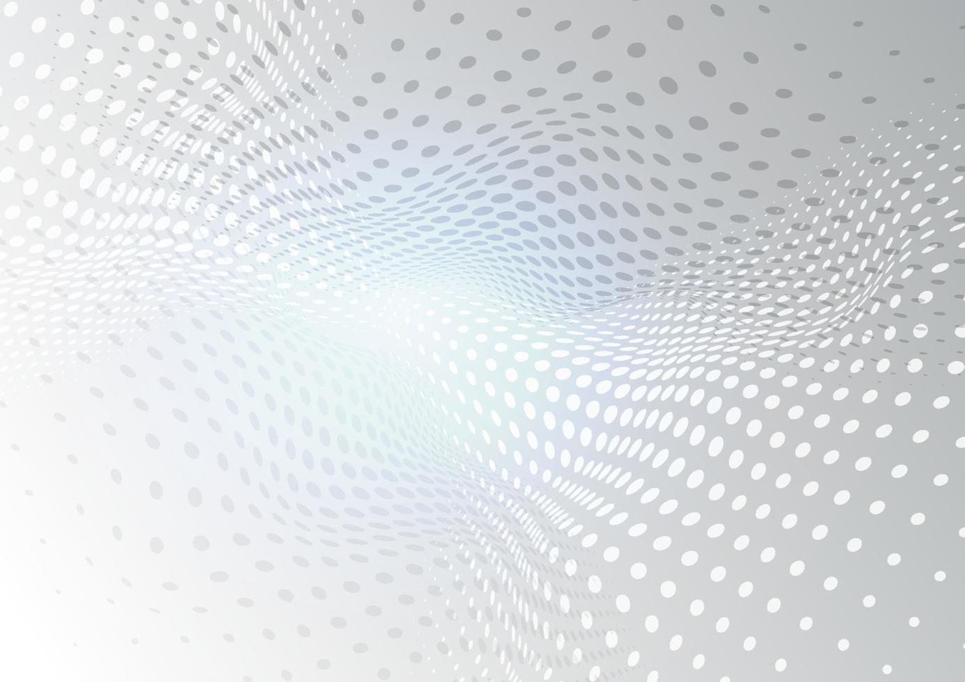 abstracte witte en grijze puntpatroon dynamische golven perspectief achtergrond. vector