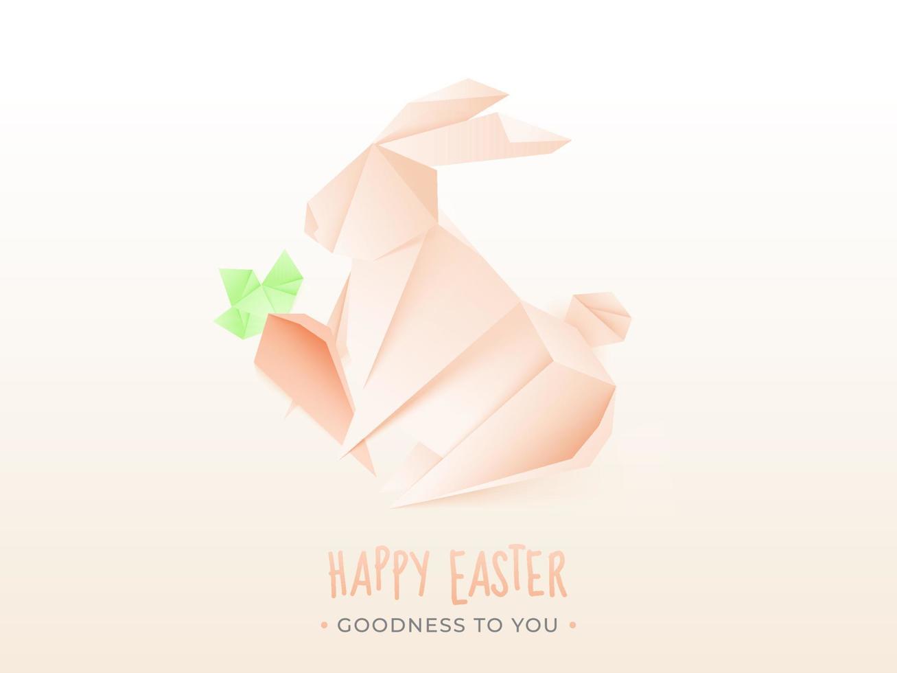 origami papier konijn Holding wortel Aan wit achtergrond voor gelukkig Pasen, goedheid naar jij. vector