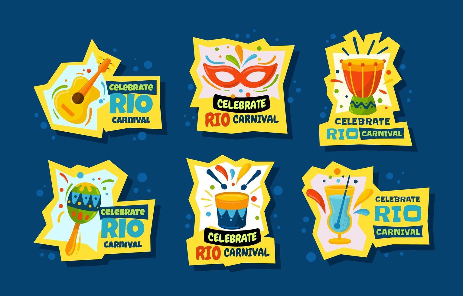 Rio carnaval stickers vector