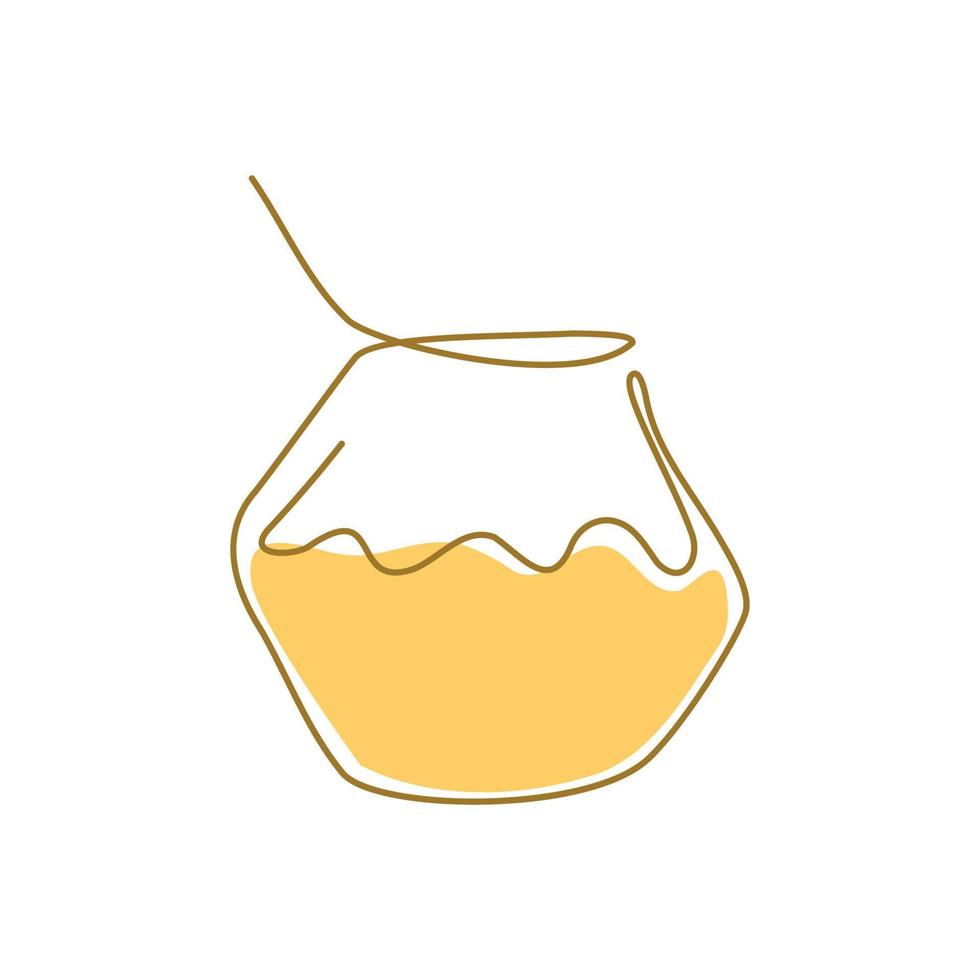 single doorlopend lijn tekening icoon van honingraat en honing plek. schattig honing pot. bijenteelt een doorlopend lijn icoon. vector illustratie. natuurlijk boerderij voedsel grafisch element geïsoleerd honing bij Product.