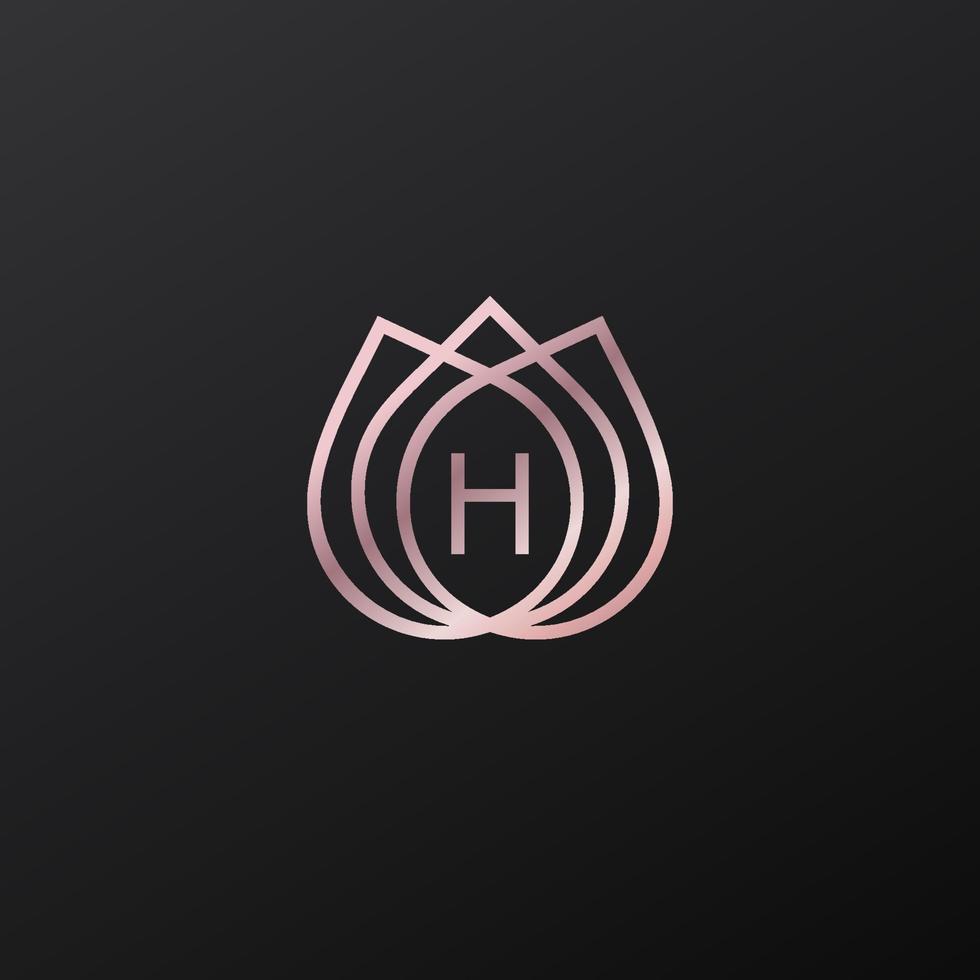h tulp bloem lijn luxe minimalistische monoline logo ontwerp vector