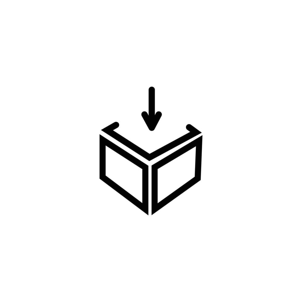 liet vallen doos icoon teken symbool. vector illustratie Aan wit achtergrond.