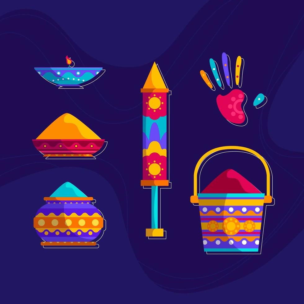 kleurrijke holi festival pictogram vector